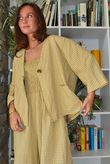 Arbi Gingham Shirring Bandeau Jumpsuit Mustard